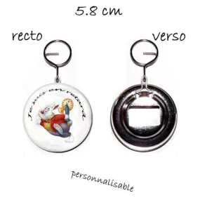 1 décapsuleur porte clef 58mm, je suis en retard lapin