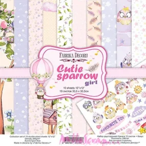 Papiers imprimés cutie sparrow girl, papiers fabrika decoru, papiers 30 x 30cm, 12 feuilles